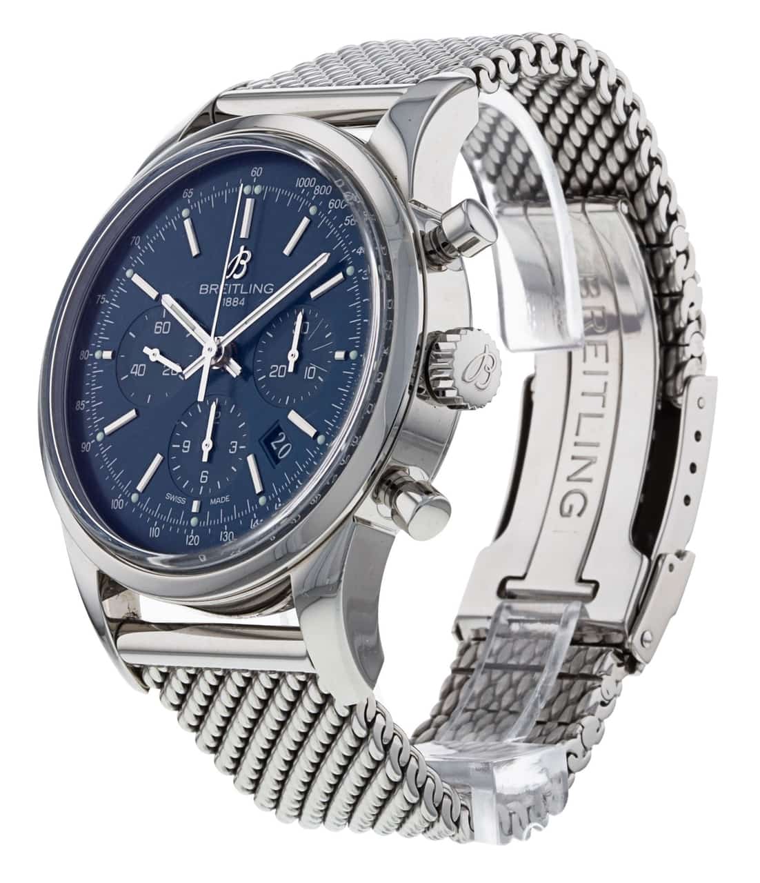 Breitling Transocean Chronograph Blue Baton Dial